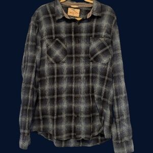 Urban Pipeline Men's Blue Gray Plaid Flannek Shirt Sz XL Cotton Polyester Blend